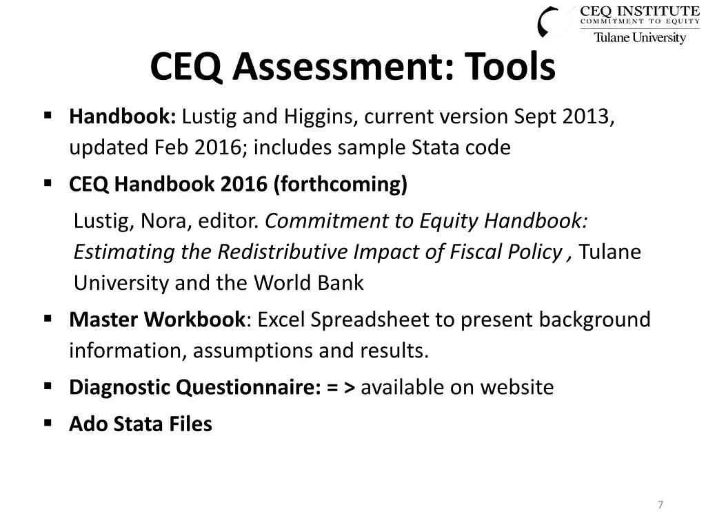 ceq assessment tools