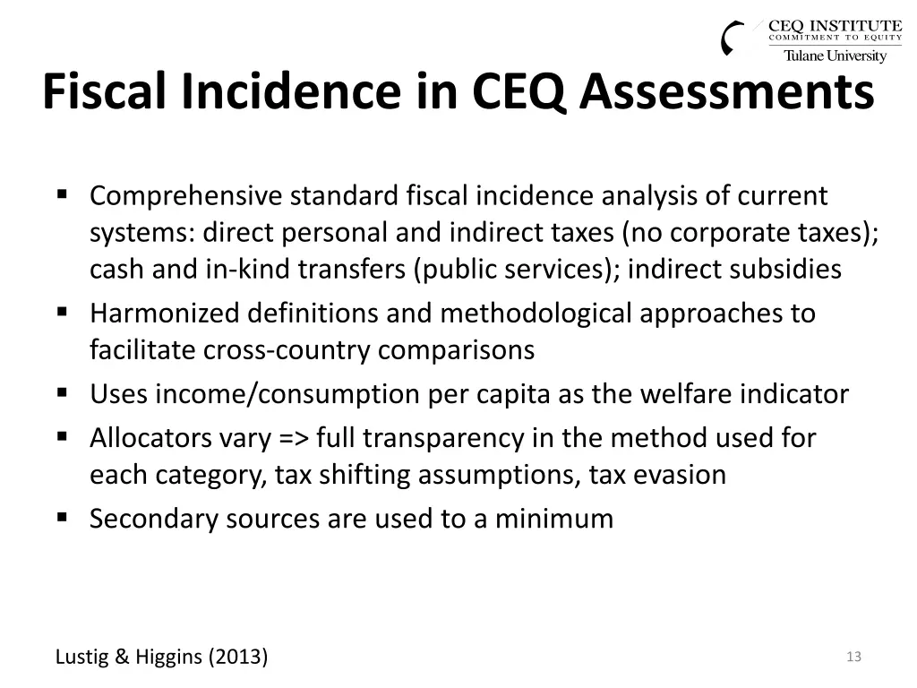 fiscal incidence in ceq assessments 1