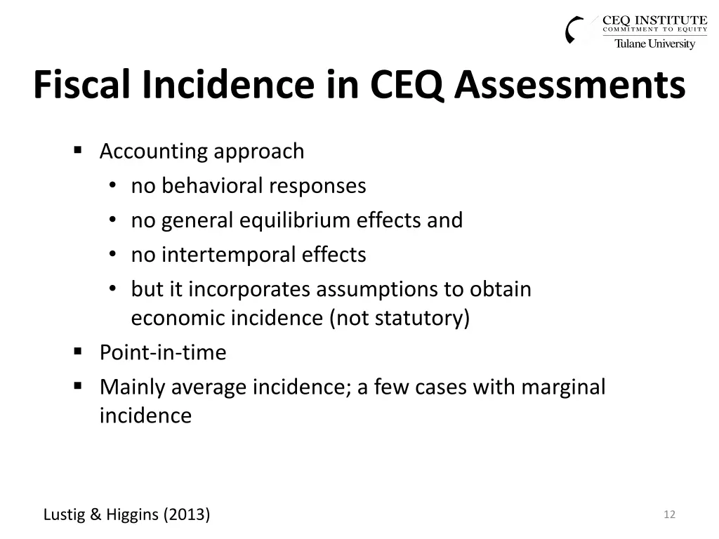 fiscal incidence in ceq assessments