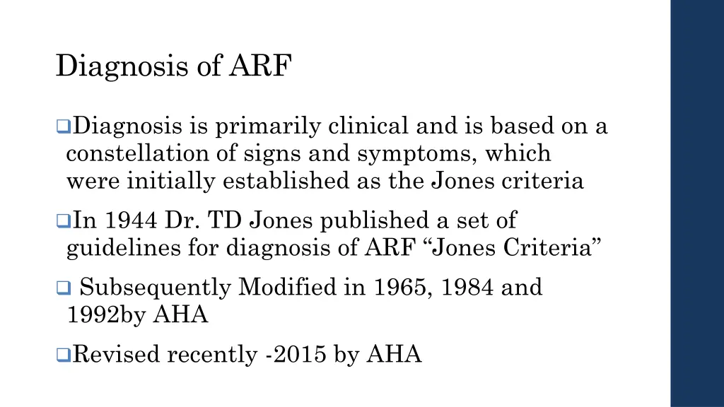 diagnosis of arf 1