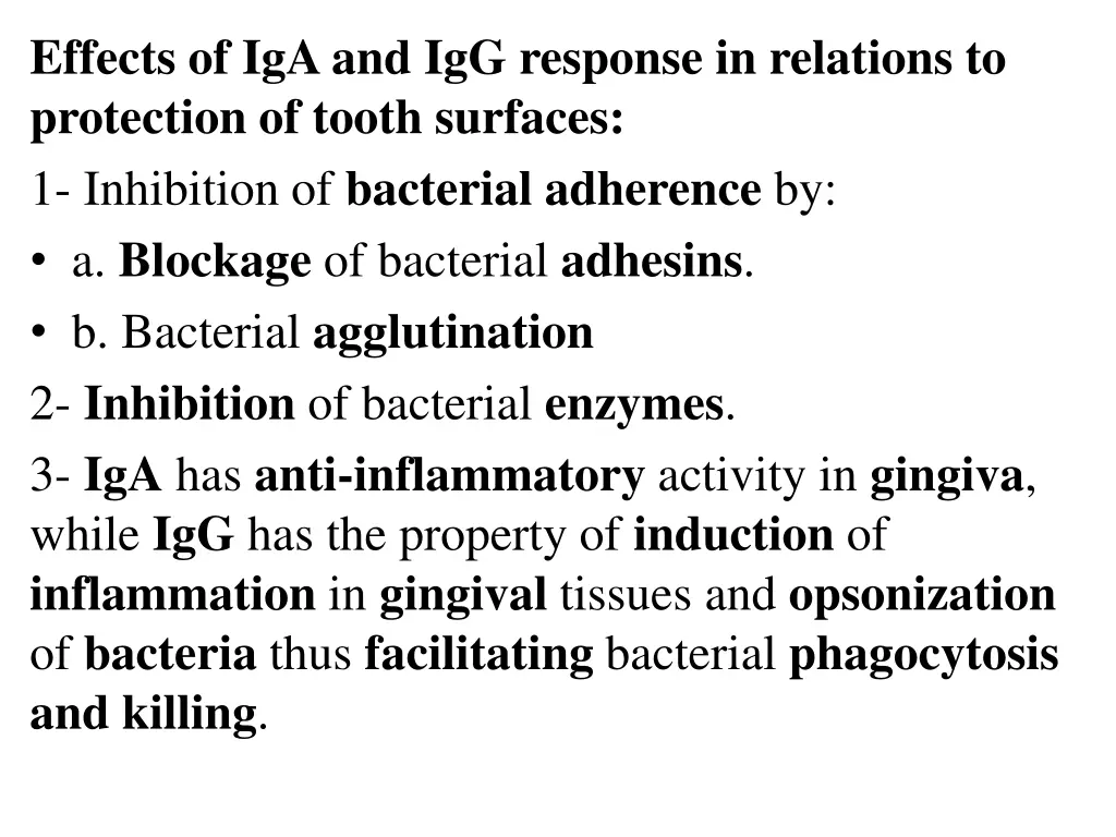 effects of iga and igg response in relations