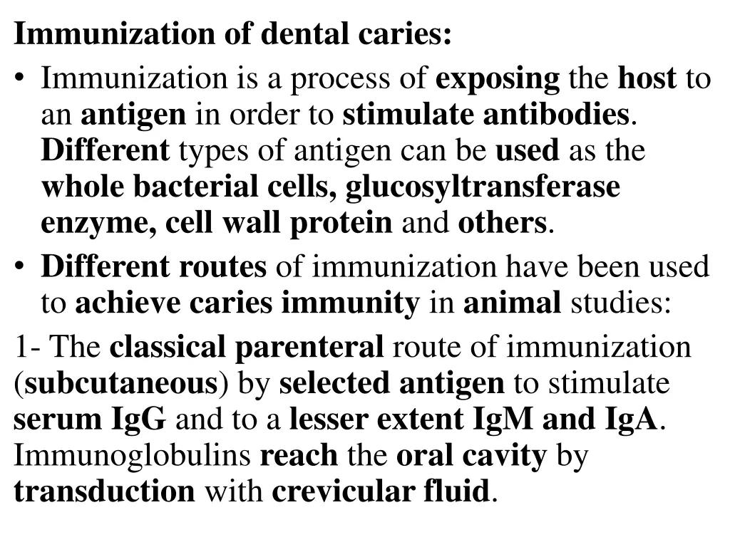 immunization of dental caries immunization