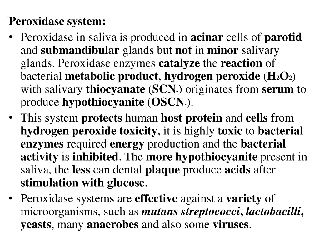 peroxidase system peroxidase in saliva