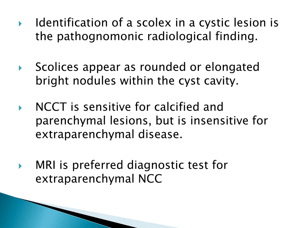 identification of a scolex in a cystic lesion