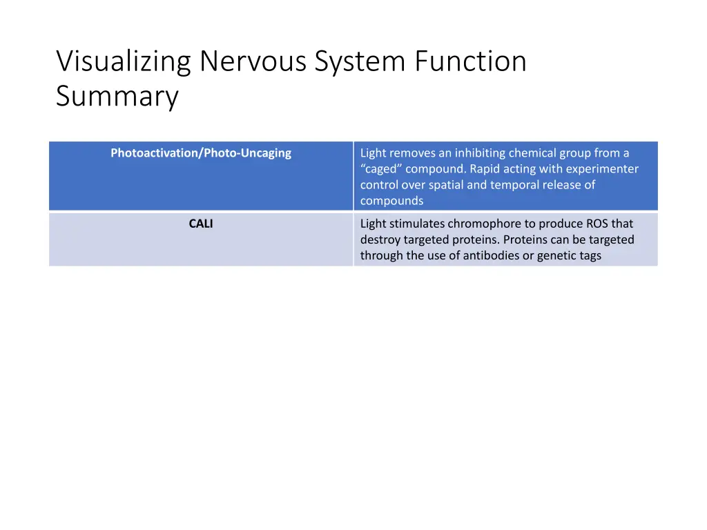 visualizing nervous system function summary 1