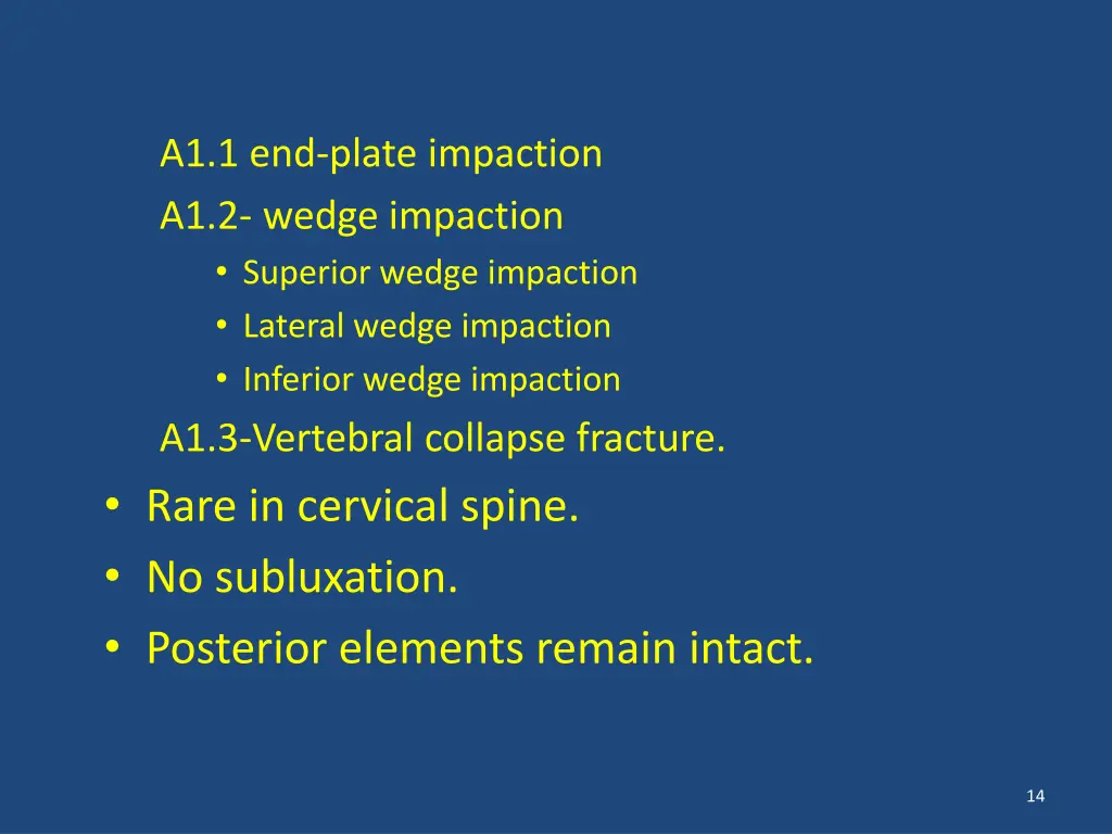 a1 1 end plate impaction a1 2 wedge impaction