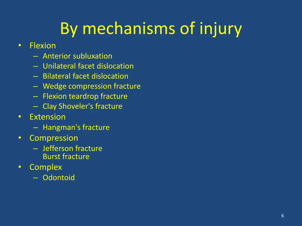 by mechanisms of injury