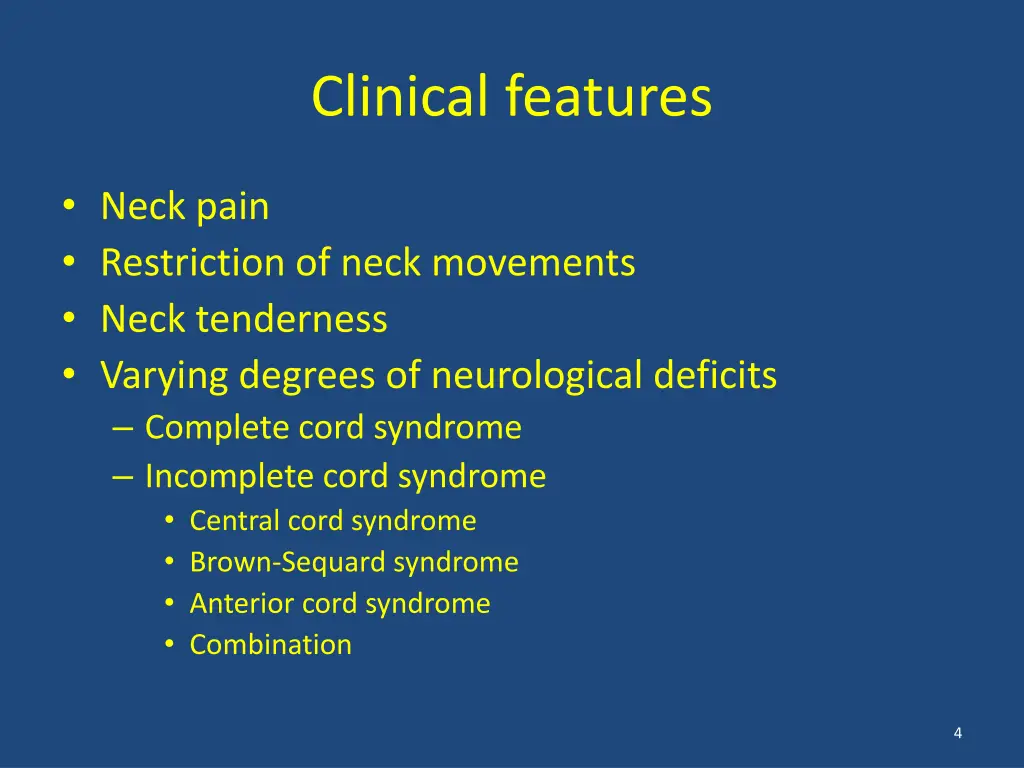 clinical features