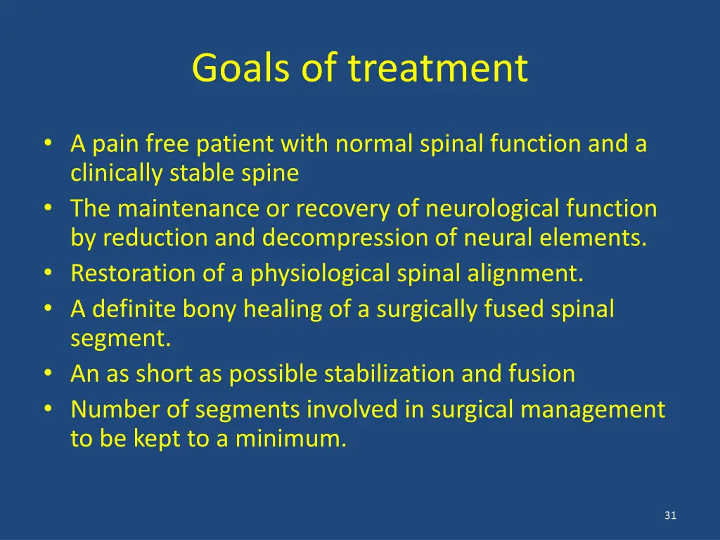 goals of treatment