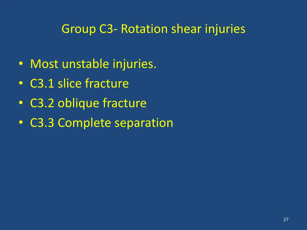 group c3 rotation shear injuries
