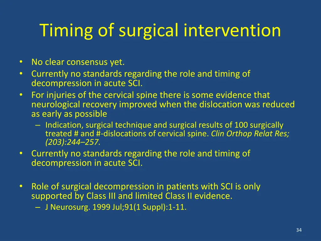 timing of surgical intervention