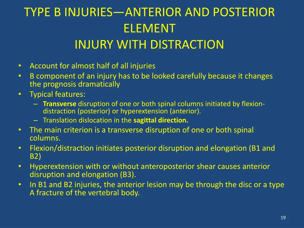 type b injuries anterior and posterior element