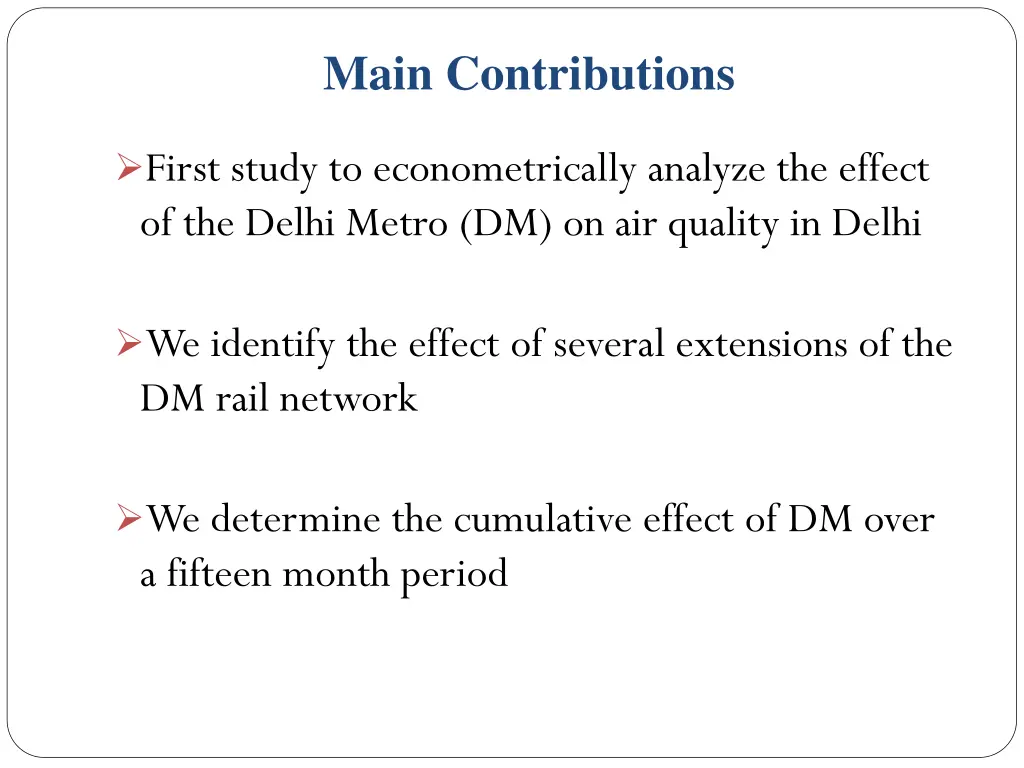 main contributions