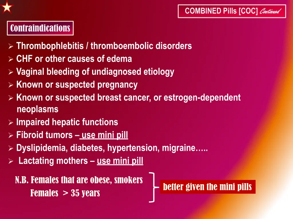 combined pills coc continued 3