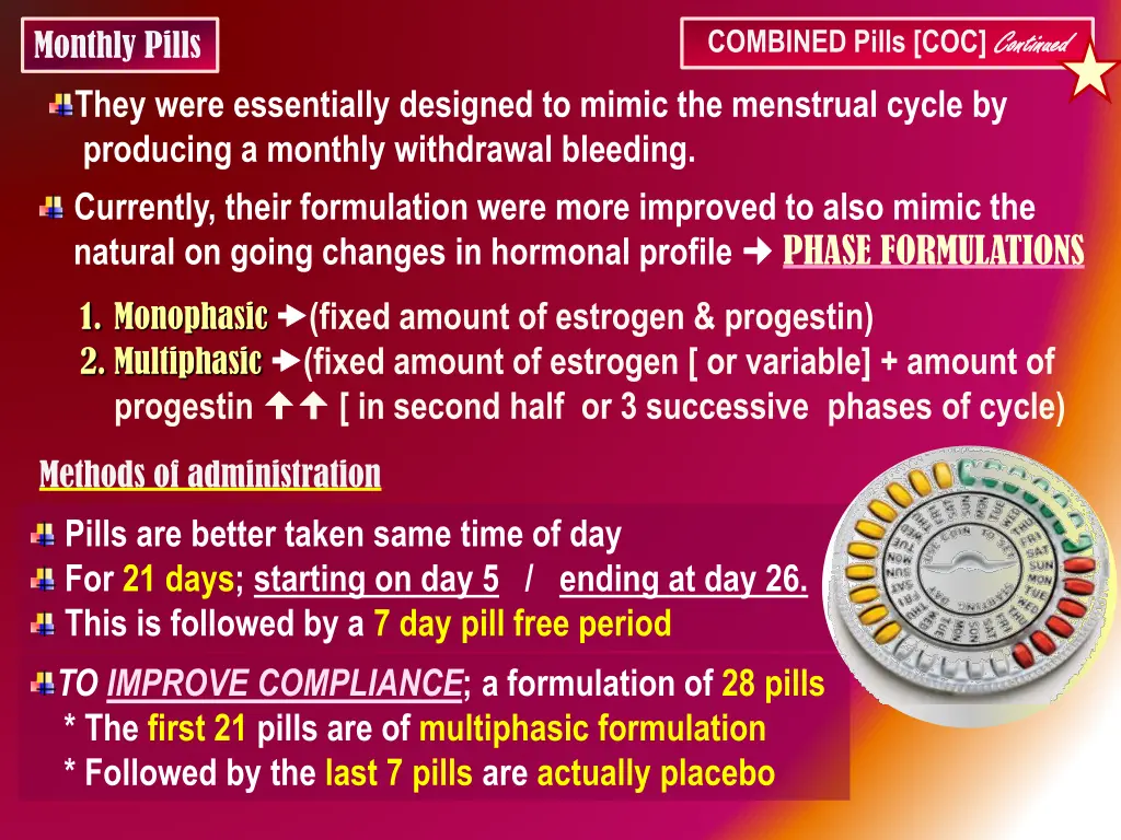 combined pills coc continued