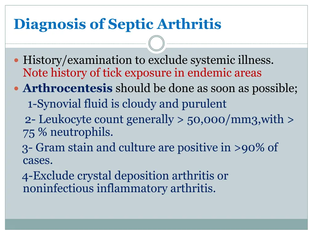 diagnosis of septic arthritis