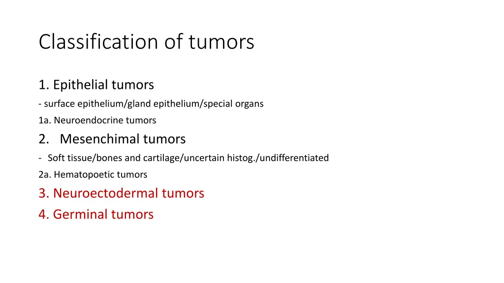 classification of tumors