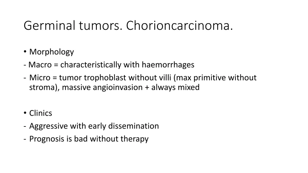germinal tumors chorioncarcinoma 1