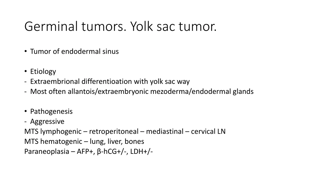 germinal tumors yolk sac tumor