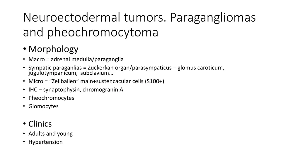 neuroectodermal tumors paragangliomas 1