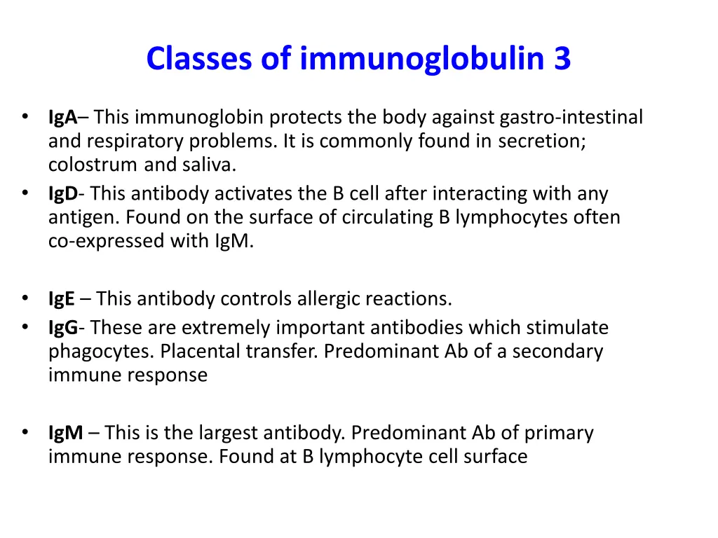classes of immunoglobulin 3