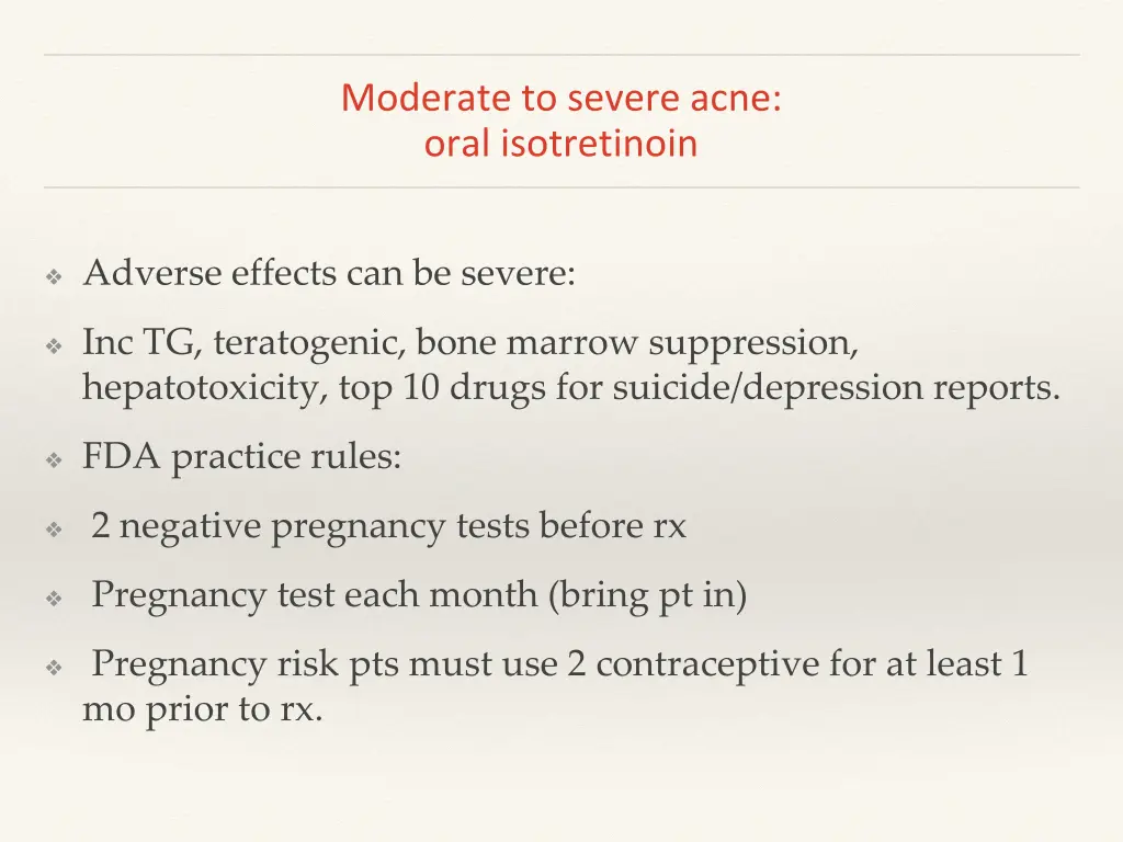 moderate to severe acne oral isotretinoin