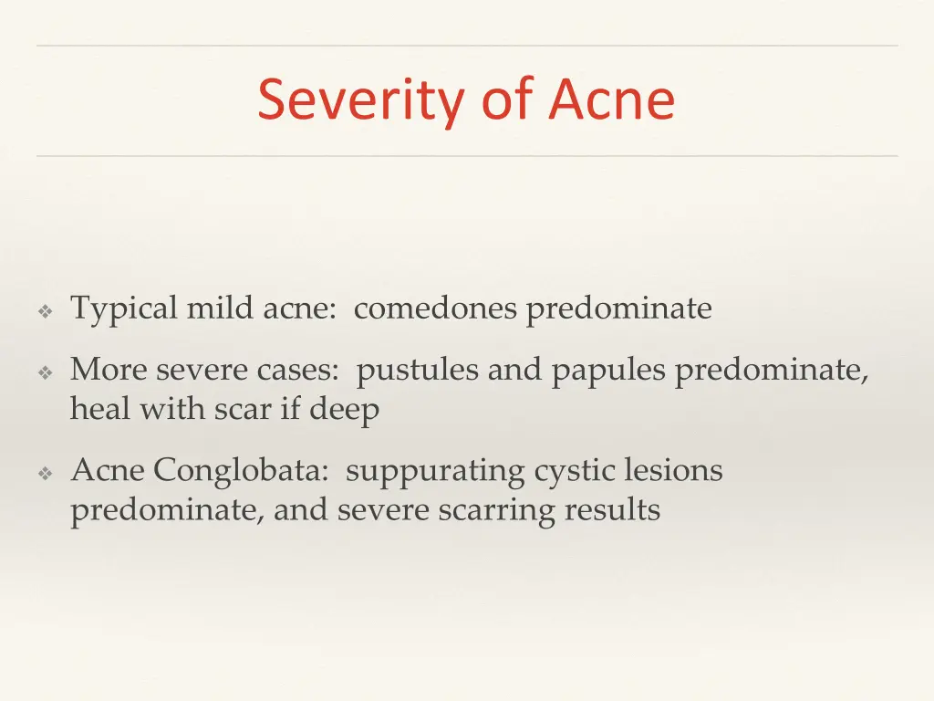 severity of acne