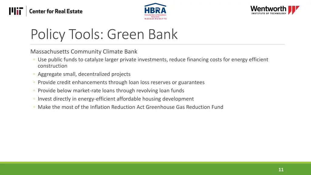 policy tools green bank