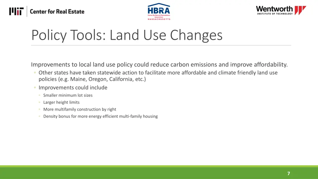 policy tools land use changes