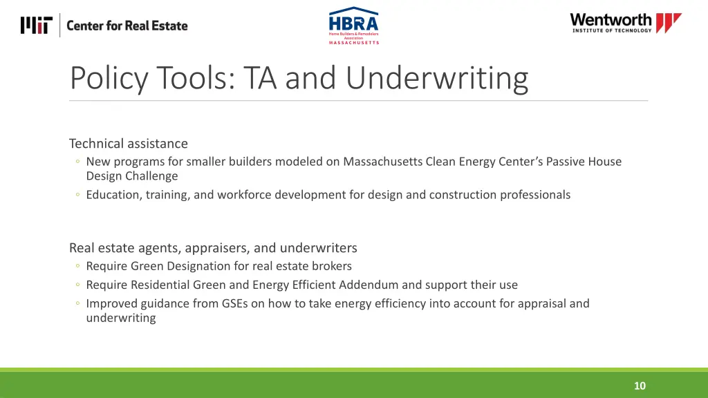 policy tools ta and underwriting