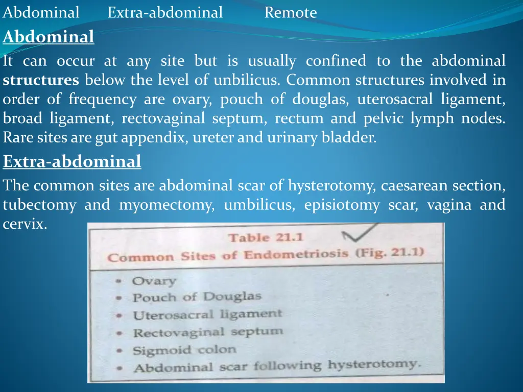 abdominal abdominal it can occur at any site