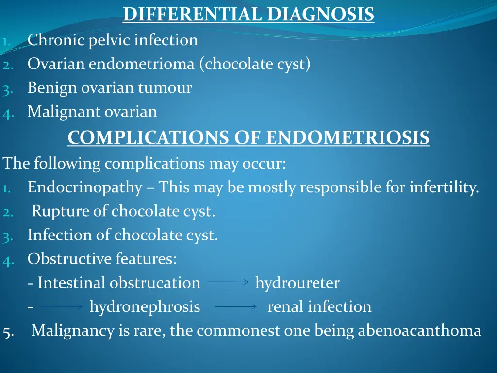 differential diagnosis chronic pelvic infection