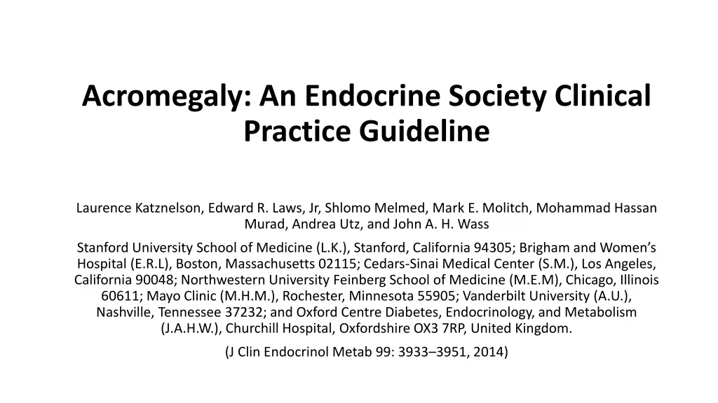 acromegaly an endocrine society clinical practice