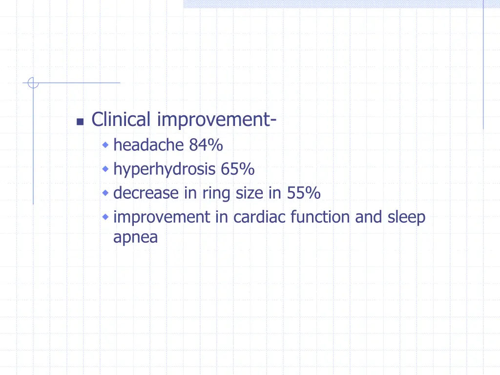clinical improvement headache 84 hyperhydrosis