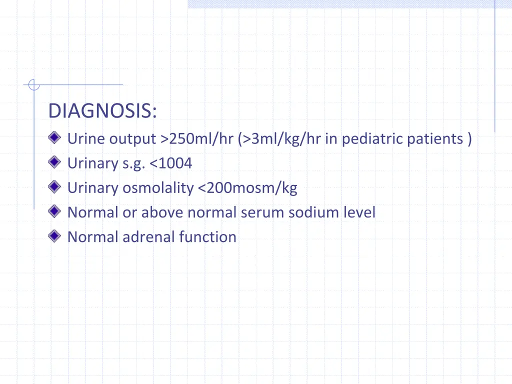 diagnosis urine output 250ml