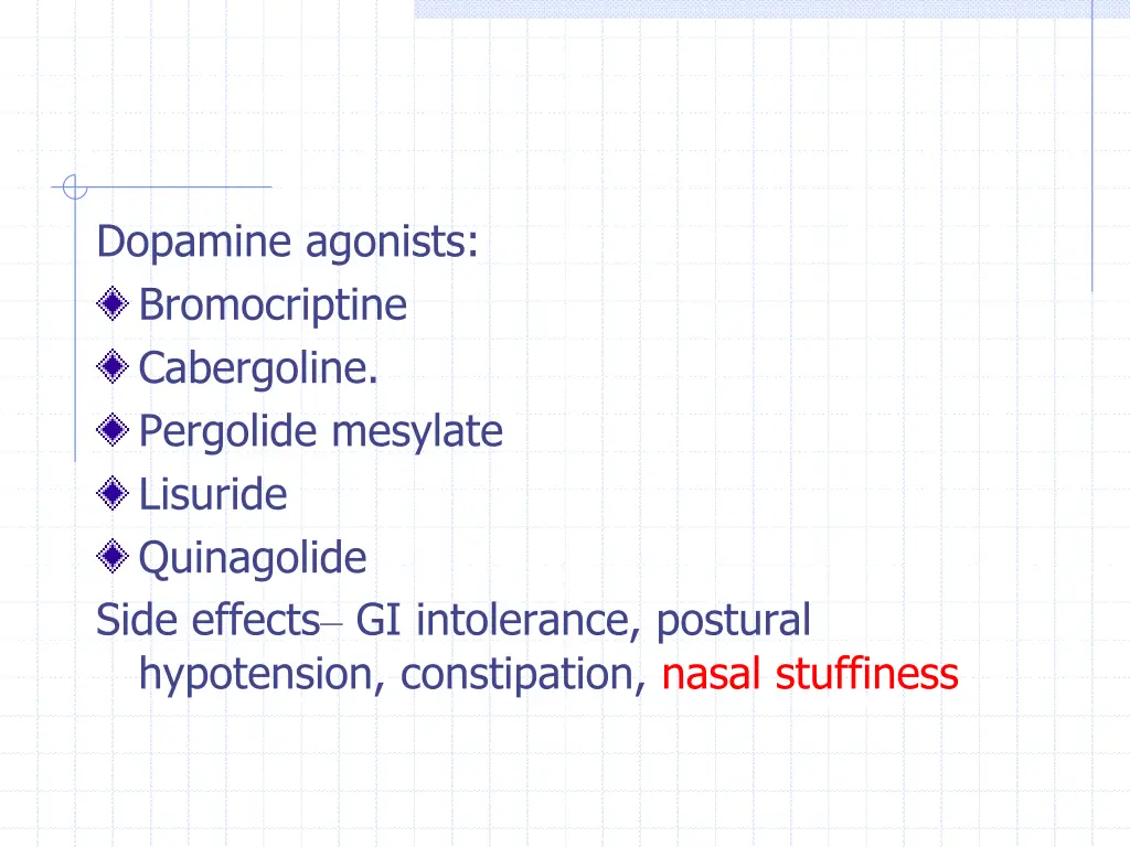 dopamine agonists bromocriptine cabergoline