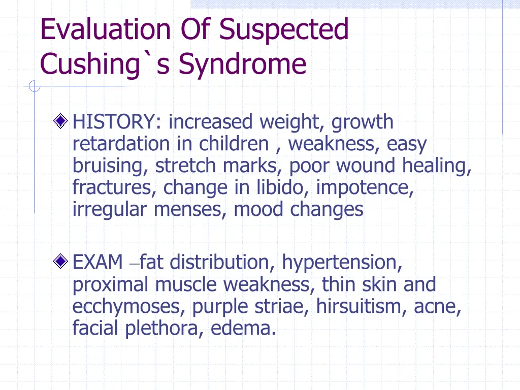 evaluation of suspected cushing s syndrome