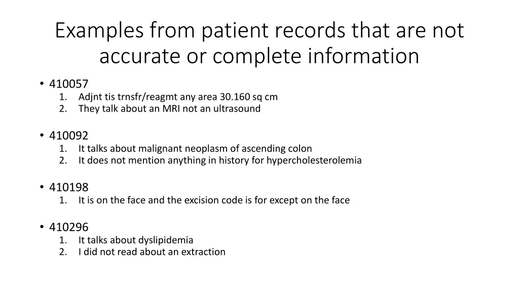 examples from patient records that