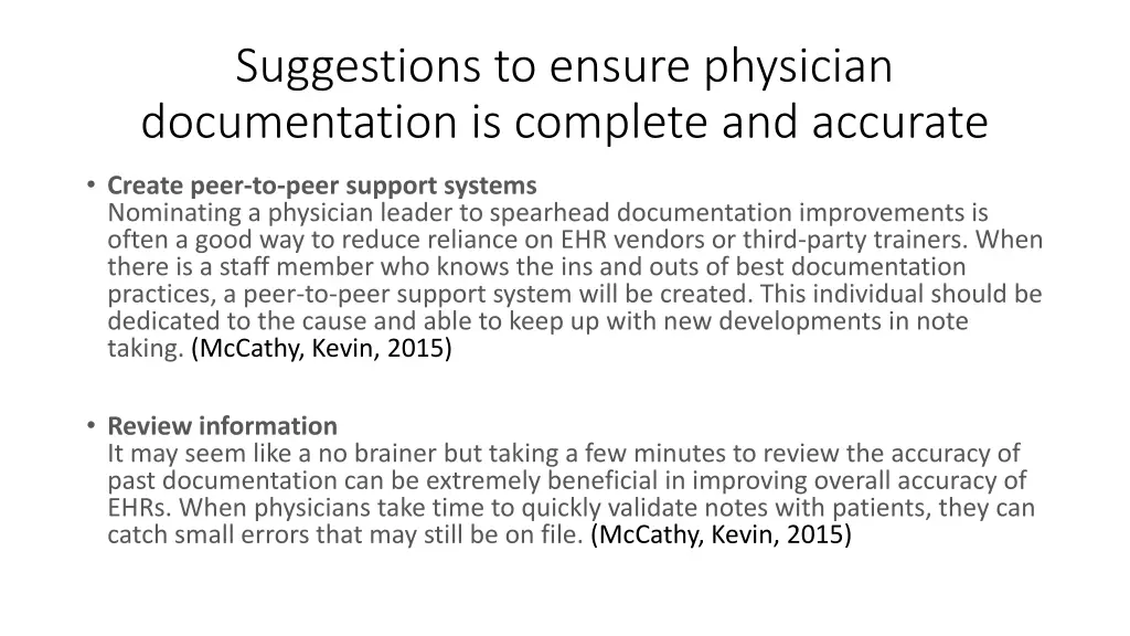 suggestions to ensure physician documentation 1