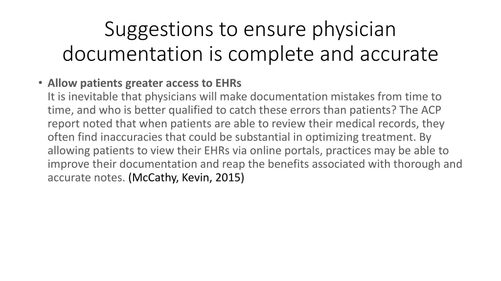 suggestions to ensure physician documentation 2