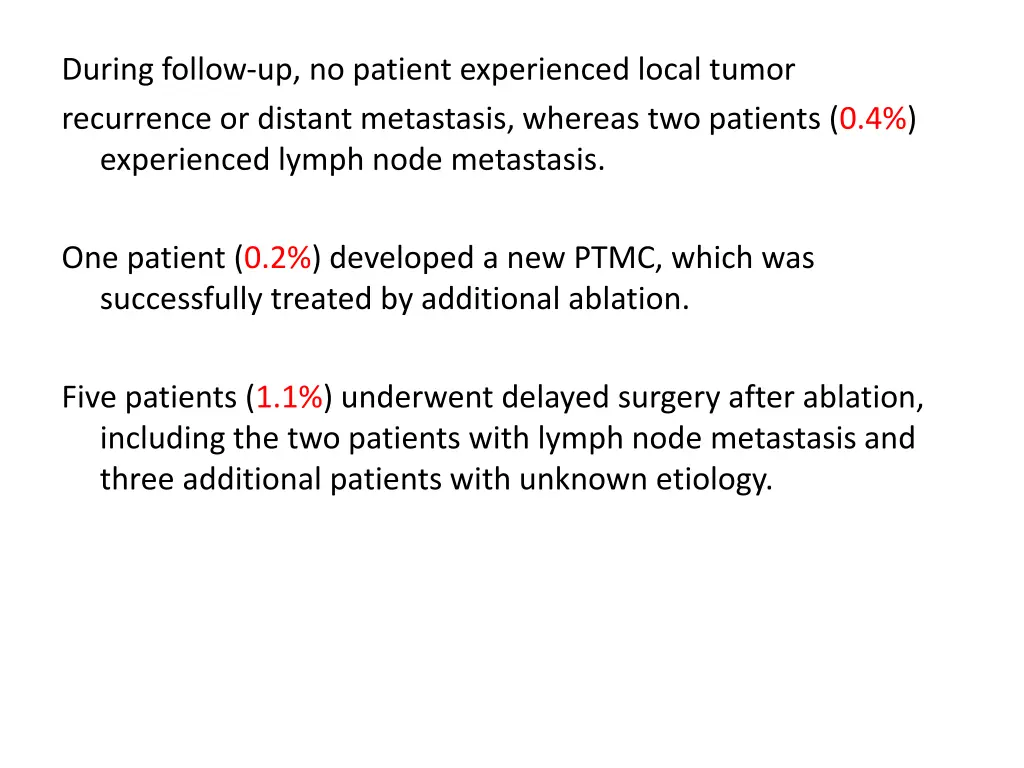 during follow up no patient experienced local