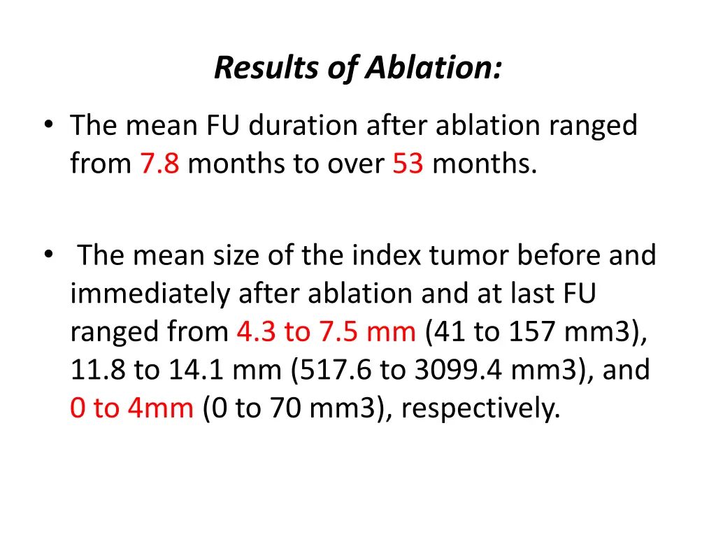 results of ablation