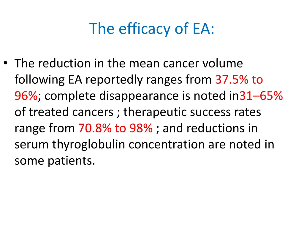 the efficacy of ea