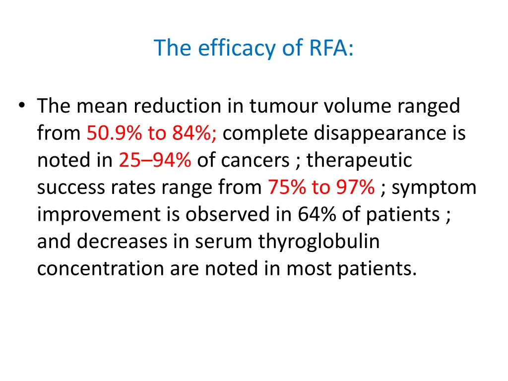 the efficacy of rfa