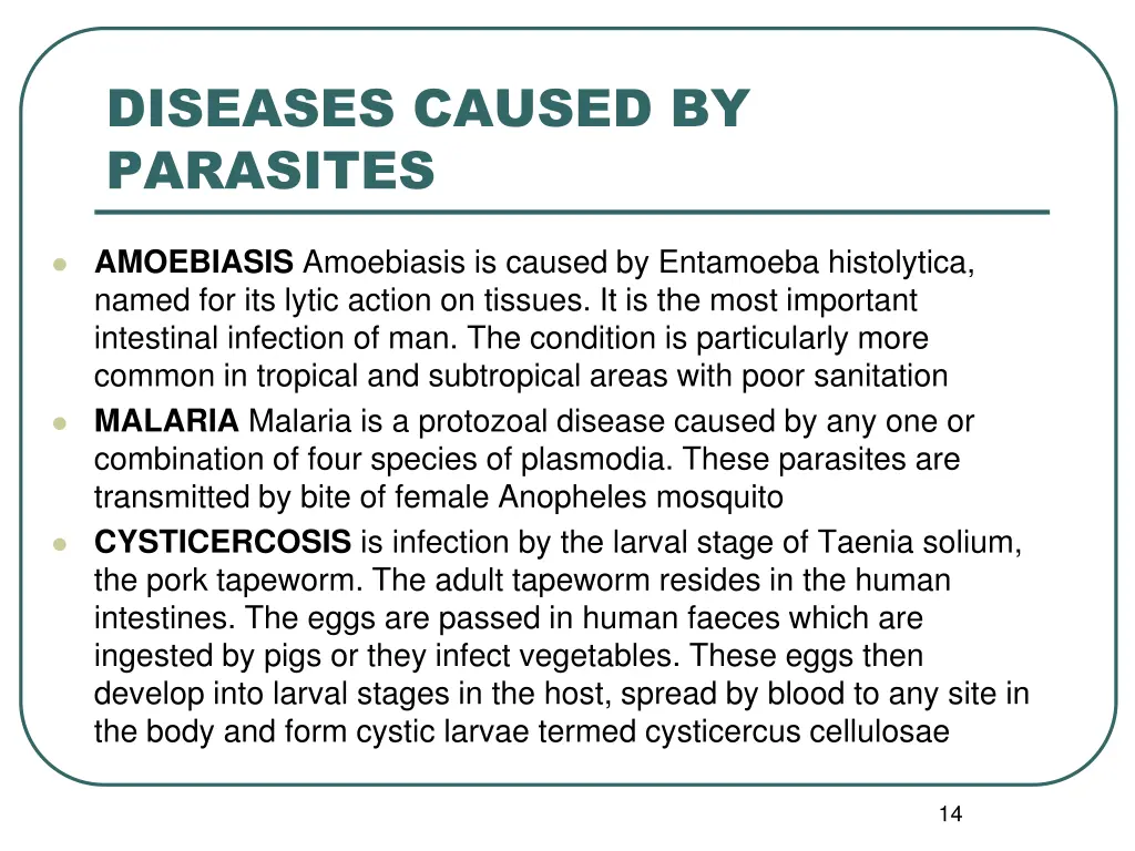 diseases caused by parasites