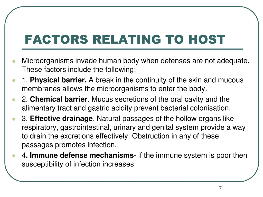 factors relating to host