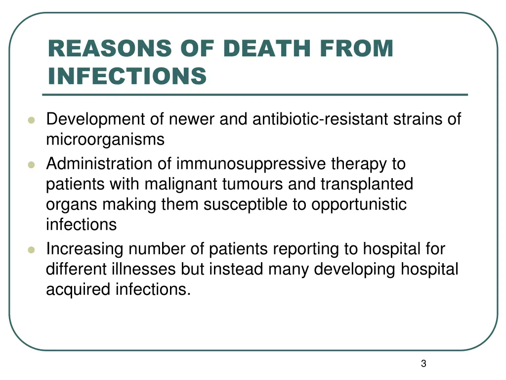 reasons of death from infections