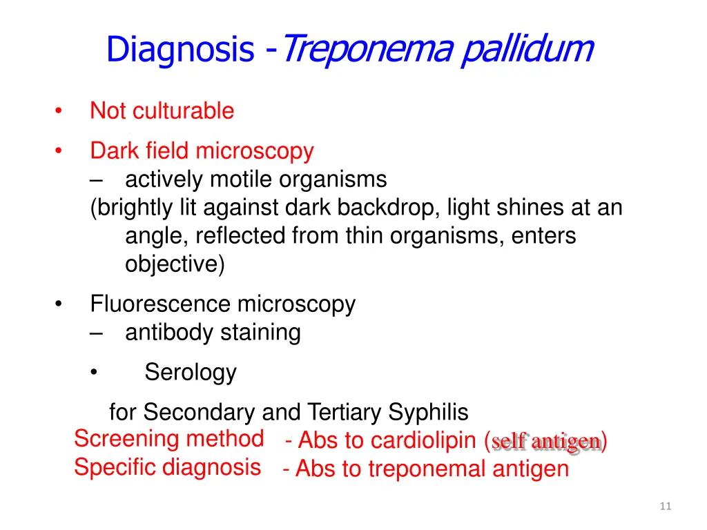diagnosis treponema pallidum