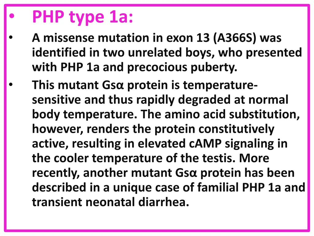 php type 1a a missense mutation in exon 13 a366s
