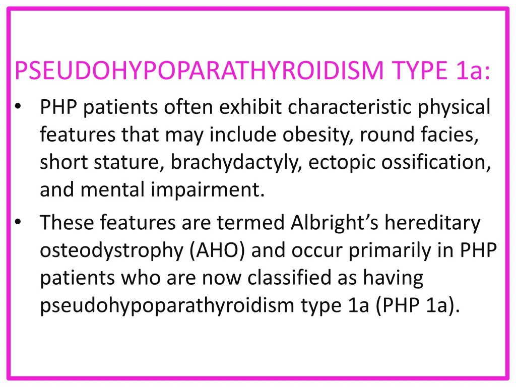 pseudohypoparathyroidism type 1a php patients